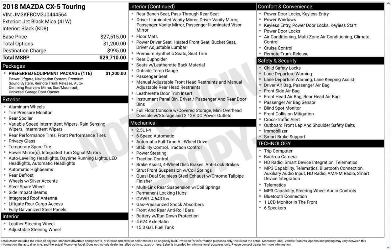 Used 2018 MAZDA CX-5 Touring w/ Preferred Equipment Package AWD/4WD image 3