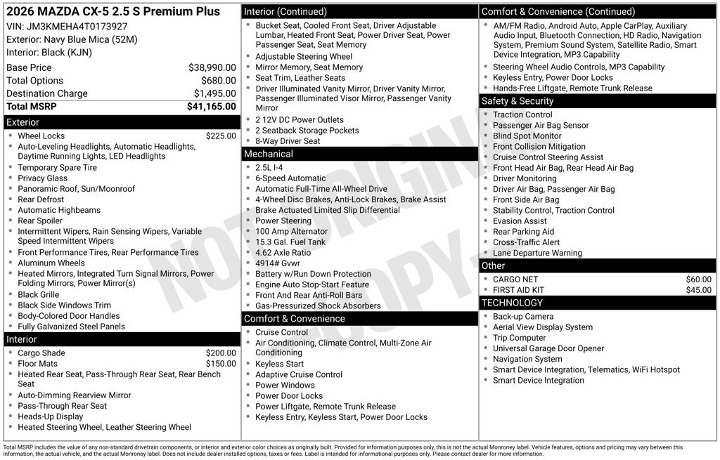 New 2026 MAZDA CX-5 2.5 S w/ Premium Plus Package AWD/4WD image 35