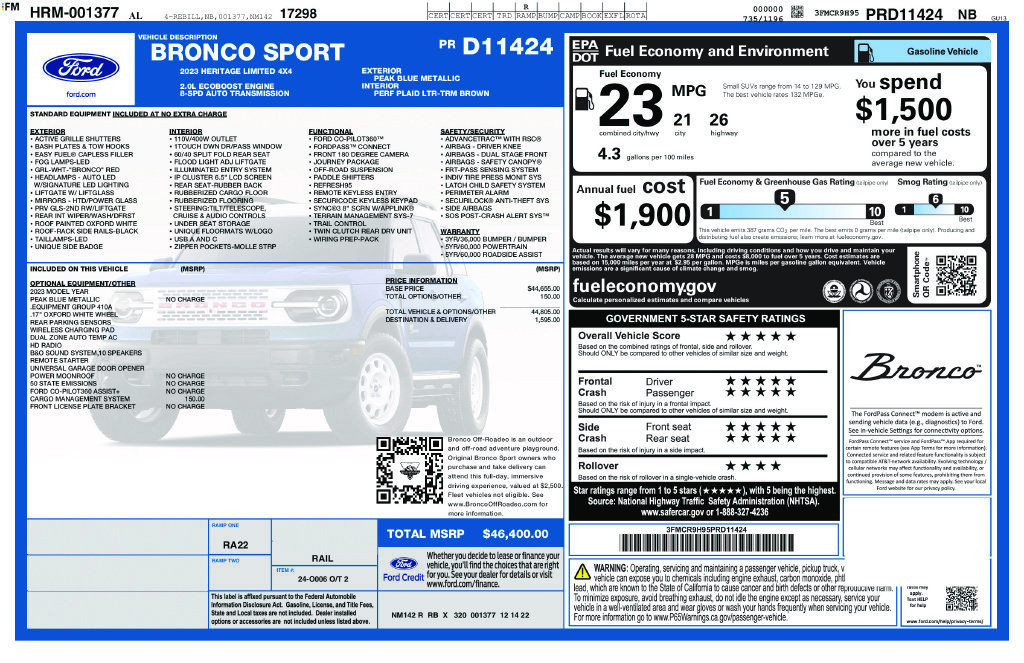 Certified 2023 Ford Bronco Sport Heritage Limited AWD/4WD image 5