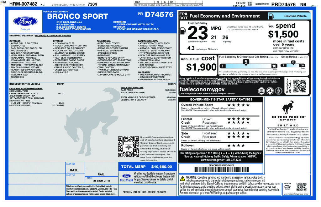 Used 2023 Ford Bronco Sport Badlands AWD/4WD image 33