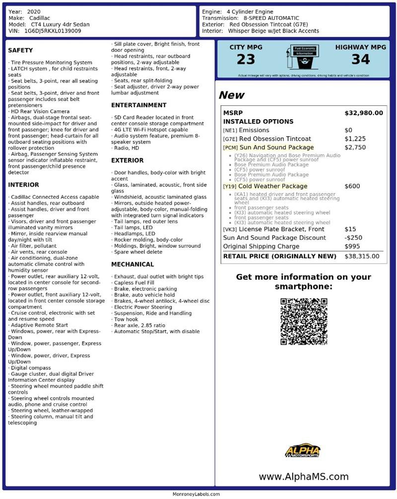 Used 2020 Cadillac CT4 Luxury w/ Sun And Sound Package RWD image 3