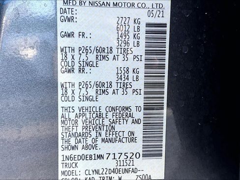 Used 2021 Nissan Frontier SV w/ Midnight Edition Floor Mats AWD/4WD image 33