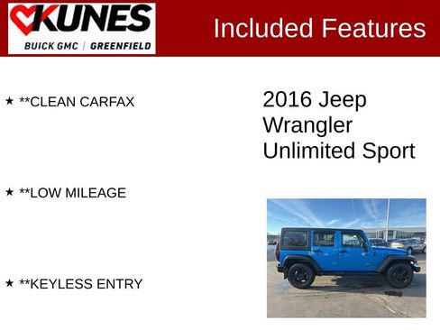 Used 2016 Jeep Wrangler Unlimited Sport w/ Quick Order Package 24S image 3