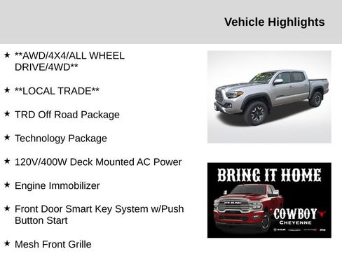 Used 2023 Toyota Tacoma TRD Off-Road w/ Technology Package AWD/4WD image 2