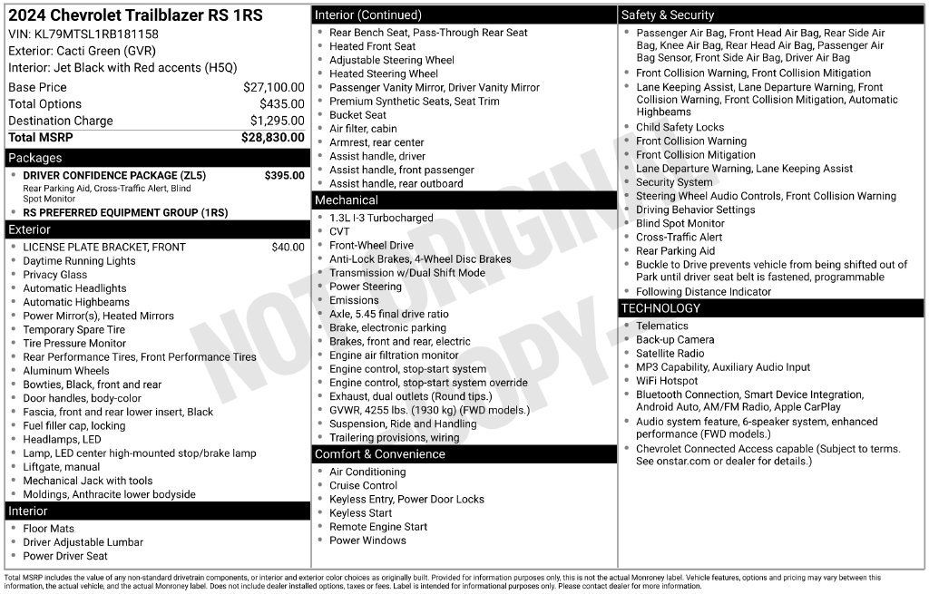 Used 2024 Chevrolet TrailBlazer RS w/ Driver Confidence Package FWD image 3