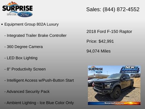 Used 2018 Ford F150 Raptor w/ Equipment Group 802A Luxury AWD/4WD image 15