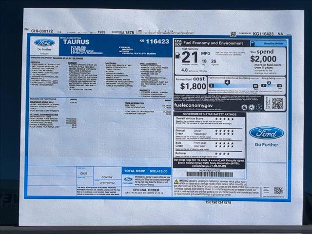 Used 2019 Ford Taurus SEL w/ Equipment Group 201A FWD image 26