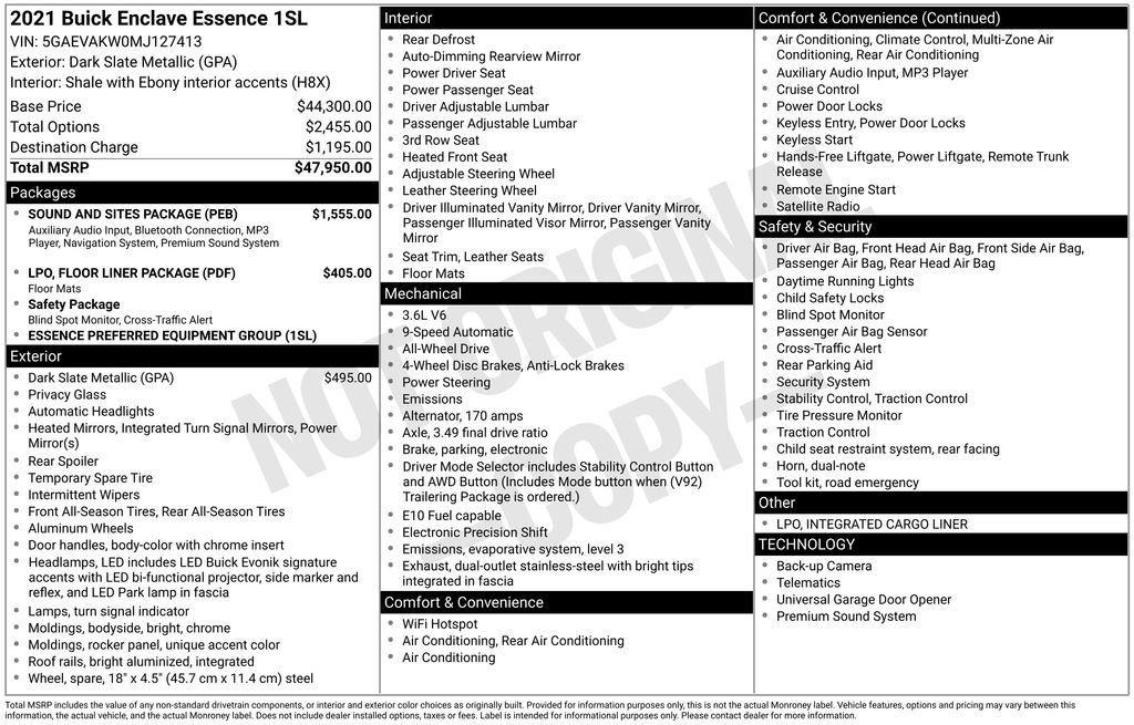 Used 2021 Buick Enclave Essence w/ Sound and Sites Package AWD/4WD image 34