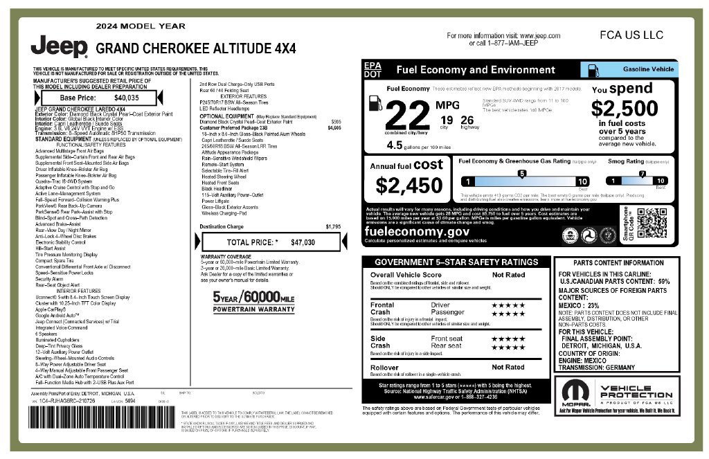 Certified 2024 Jeep Grand Cherokee Altitude AWD/4WD image 3