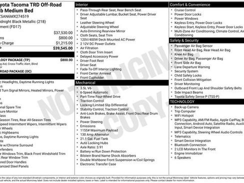 Used 2021 Toyota Tacoma TRD Off-Road w/ Technology Package AWD/4WD image 35