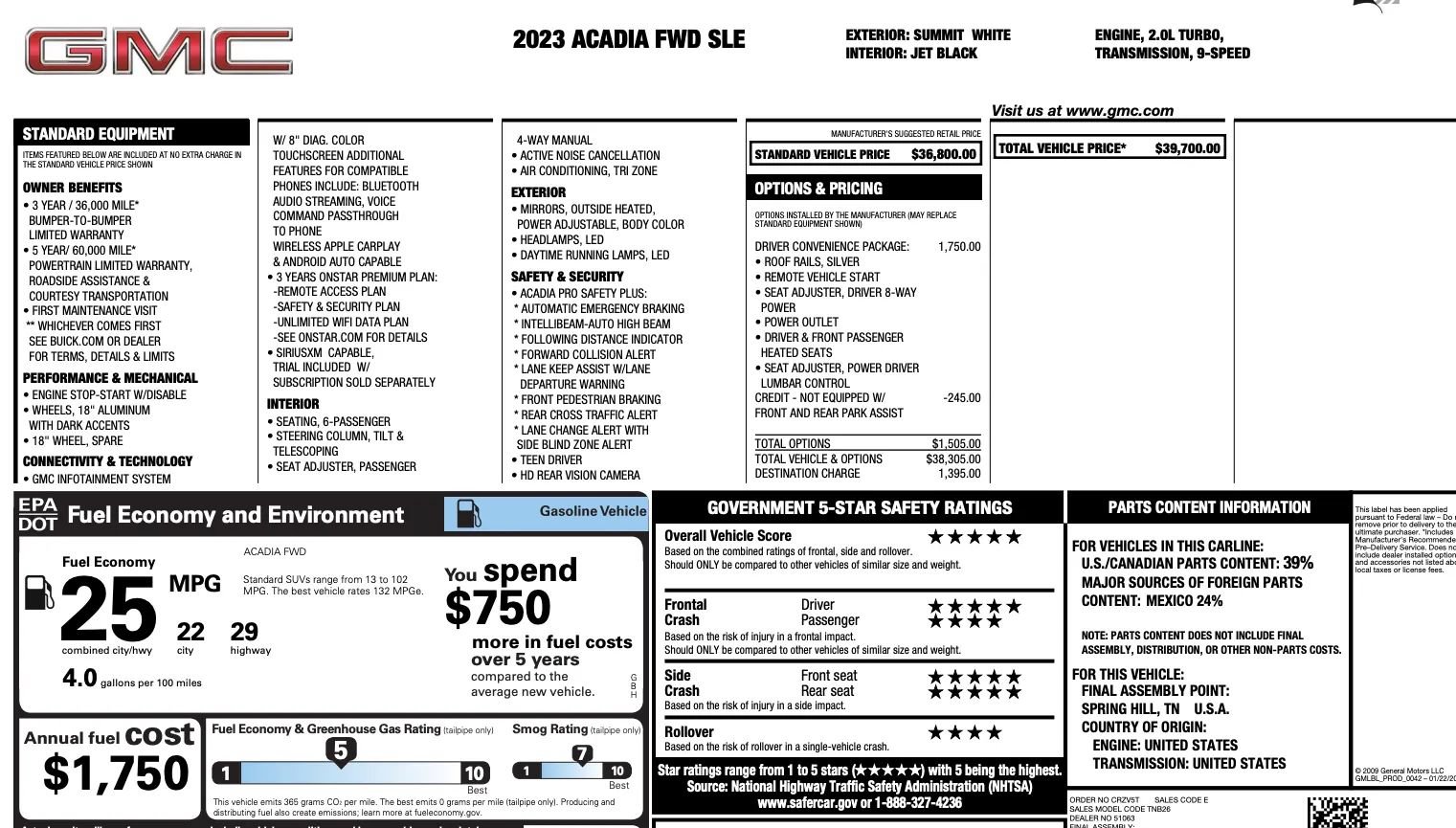 Used 2023 GMC Acadia SLE w/ Driver Convenience Package FWD image 3