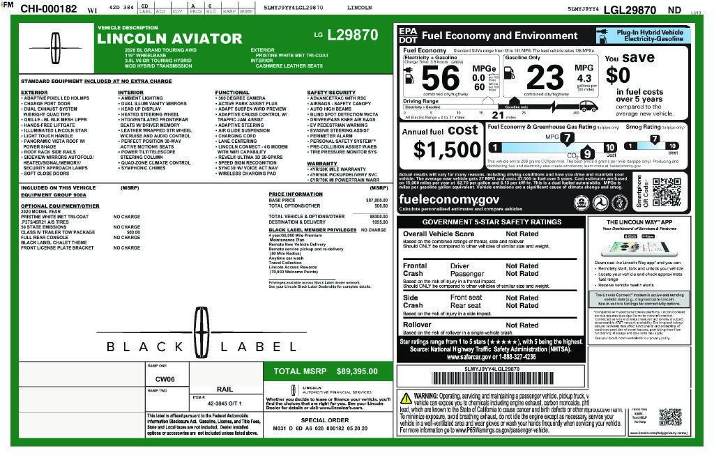 Used 2020 Lincoln Aviator Black Label Grand Touring w/ Class IV Trailer Tow Package AWD/4WD image 16