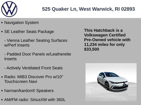 Certified 2024 Volkswagen GTI SE w/ SE Leather Seats Package FWD image 7