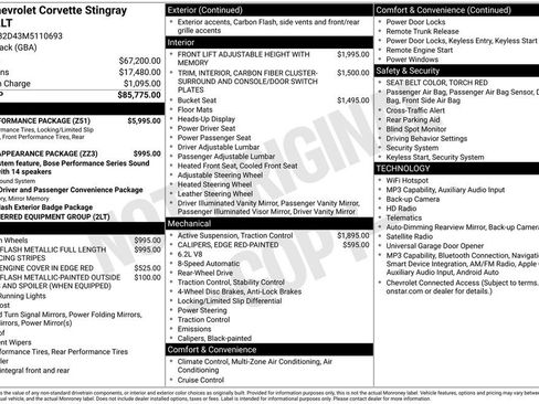 Used 2021 Chevrolet Corvette Stingray Preferred Cpe w/ Z51 Performance Package RWD image 45