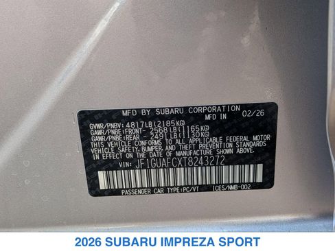 New 2026 Subaru Impreza 2.0i Sport AWD/4WD image 29