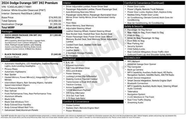 Used 2024 Dodge Durango SRT AWD/4WD image 17