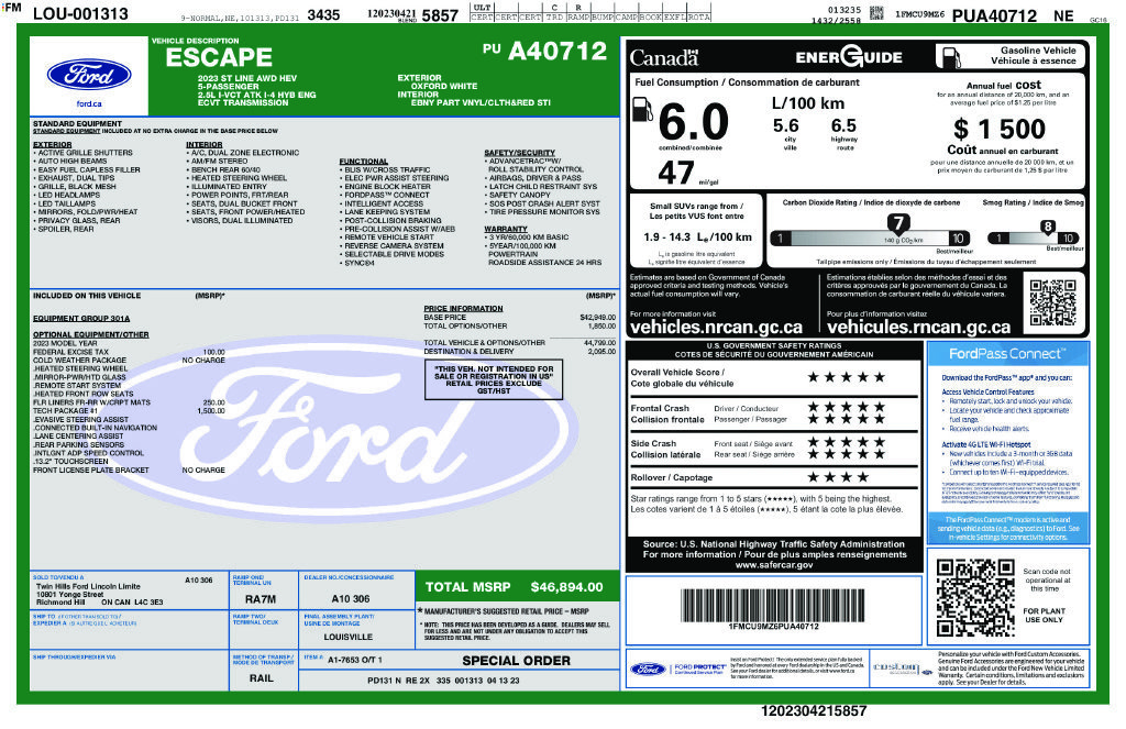 Certified 2023 Ford Escape ST-Line w/ Equipment Group 301A AWD/4WD image 4
