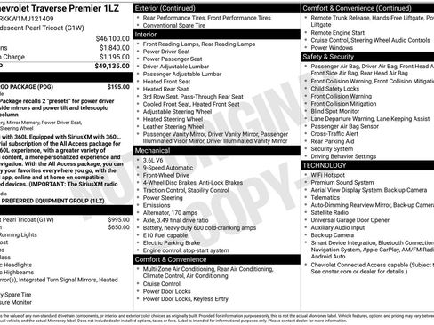 Certified 2021 Chevrolet Traverse Premier w/ LPO, Cargo Package FWD image 38