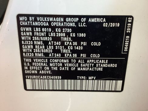 Used 2019 Volkswagen Atlas SE w/ Panoramic Sunroof Package AWD/4WD image 16