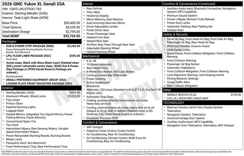 New 2026 GMC Yukon XL Denali w/ Sun & Power Step Package RWD image 22
