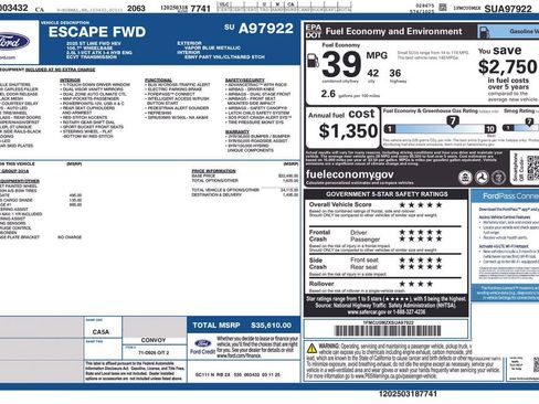 New 2025 Ford Escape ST-Line w/ Equipment Group 301A image 2