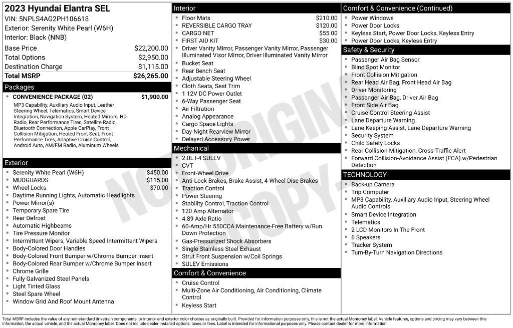 Used 2023 Hyundai Elantra SEL w/ Convenience Package FWD image 5