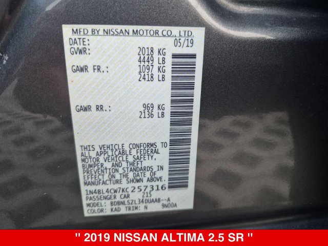 Used 2019 Nissan Altima 2.5 SR w/ SR Premium Package AWD/4WD image 39