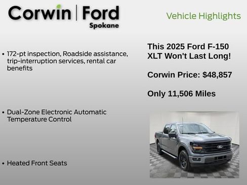 Certified 2025 Ford F150 XLT w/ Equipment Group 302A MID AWD/4WD image 19
