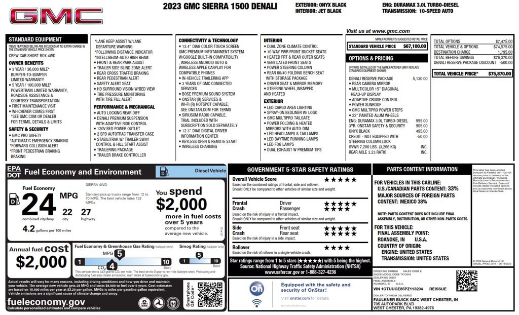 Used 2023 GMC Sierra 1500 Denali w/ Denali Reserve Package AWD/4WD image 69