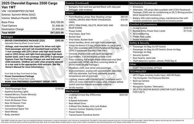 Certified 2025 Chevrolet Express 2500 Extended w/ Driver Convenience Package RWD image 38