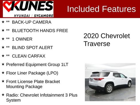 Used 2020 Chevrolet Traverse LT w/ LPO, Floor Liner Package AWD/4WD image 2