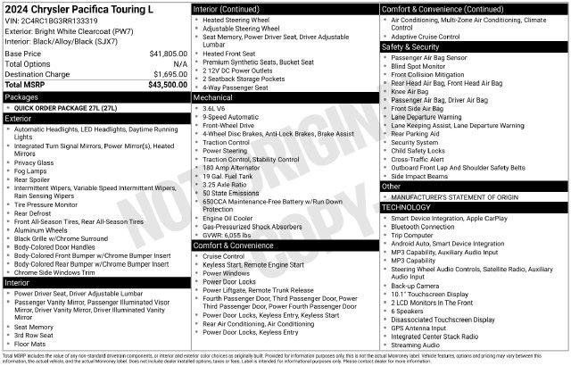 Used 2024 Chrysler Pacifica Touring-L FWD image 5