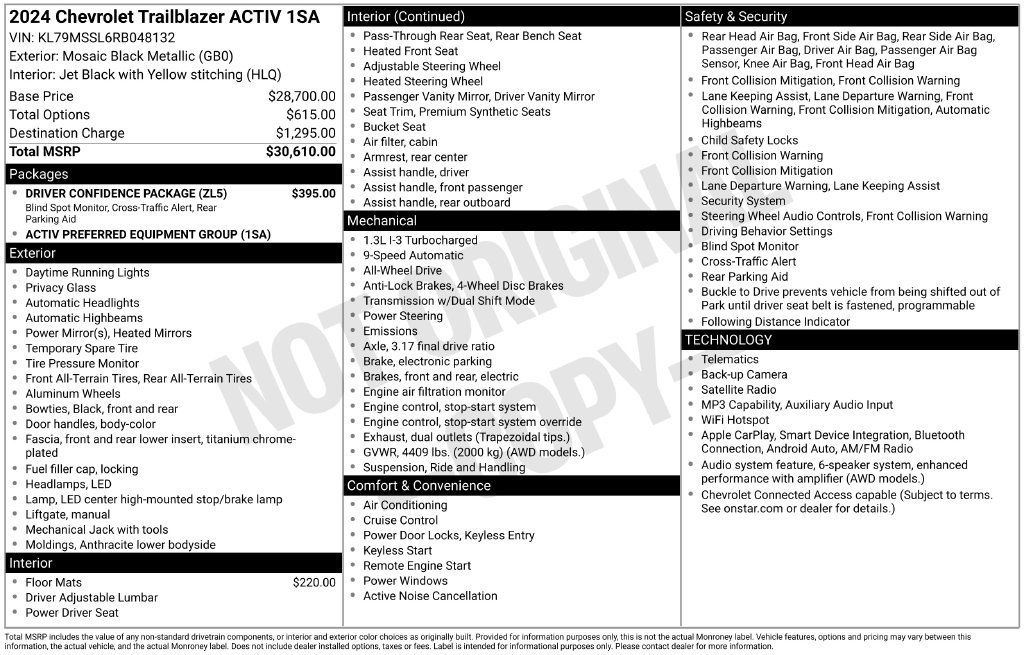 Used 2024 Chevrolet TrailBlazer ACTIV w/ Driver Confidence Package AWD/4WD image 35
