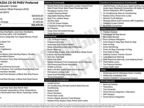 Certified 2024 MAZDA CX-90 Plug-In Hybrid w/ Preferred image 4
