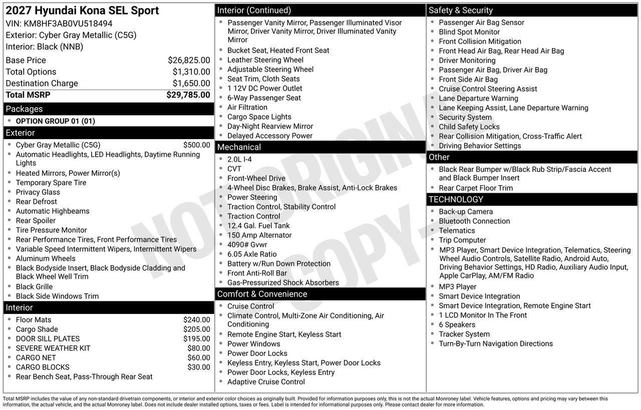 New 2027 Hyundai Kona SEL Sport FWD image 31