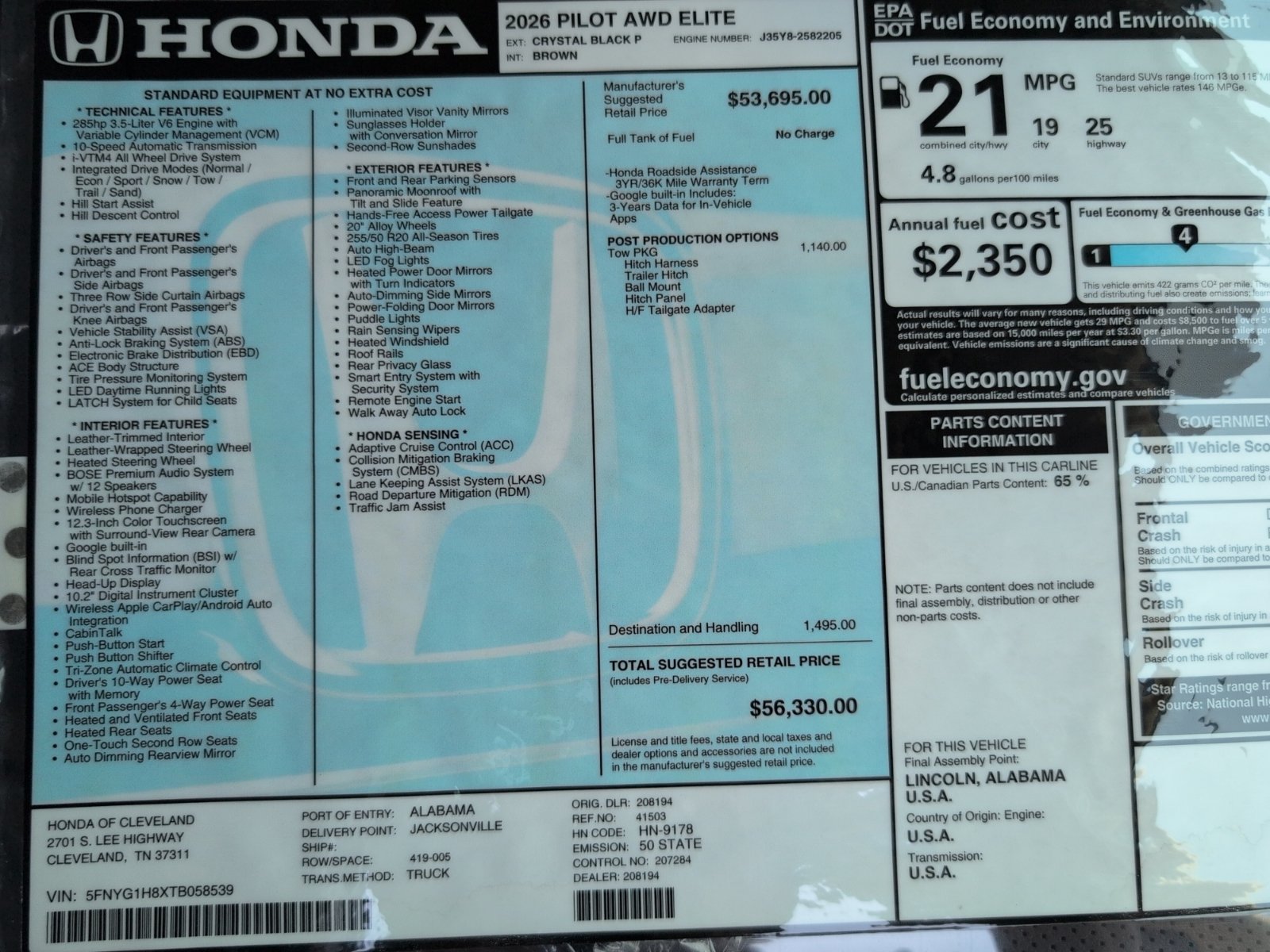 New 2026 Honda Pilot Elite image 16