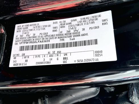 Used 2020 Ford F150 Raptor w/ Equipment Group 802A Luxury image 35