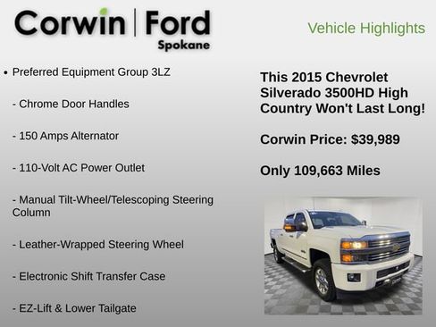 Used 2015 Chevrolet Silverado 3500 High Country w/ Duramax Plus Package image 18