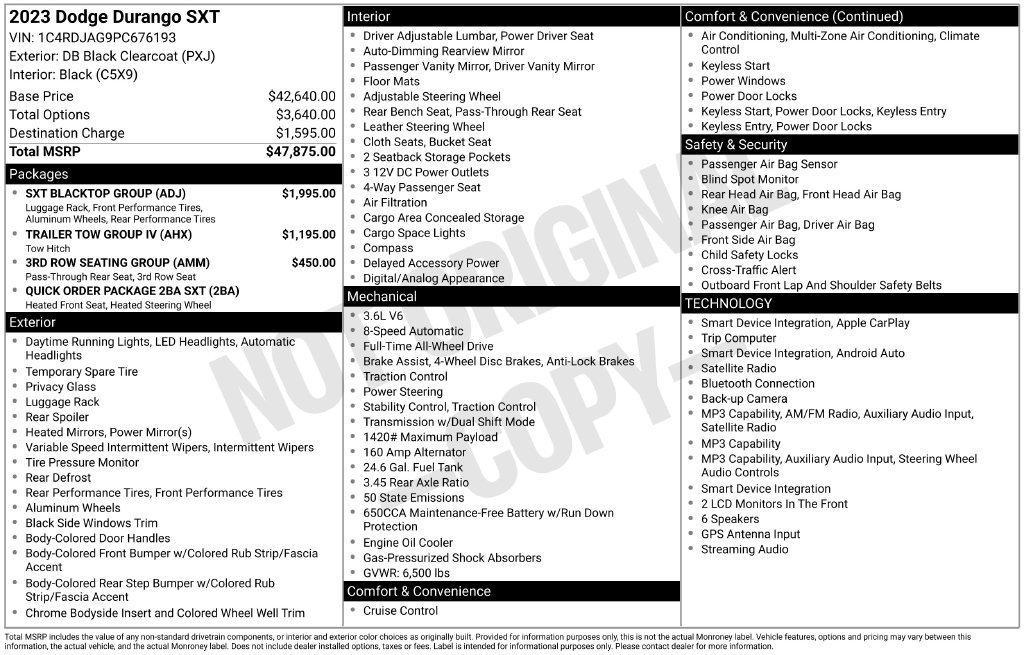 Used 2023 Dodge Durango SXT w/ SXT Blacktop Group AWD/4WD image 7
