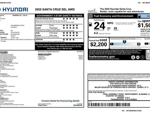 Used 2025 Hyundai Santa Cruz SEL image 3