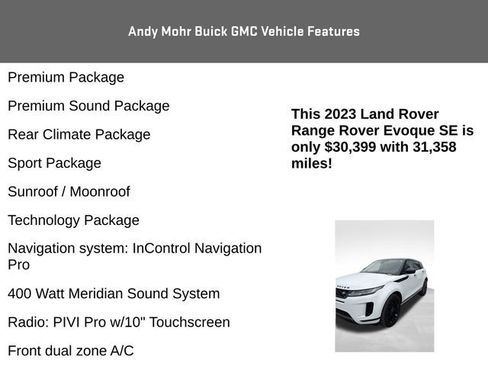 Used 2023 Land Rover Range Rover Evoque SE AWD/4WD image 12