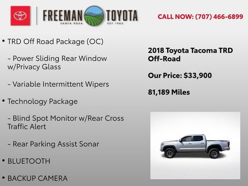 Used 2018 Toyota Tacoma TRD Off-Road w/ Technology Package AWD/4WD image 9