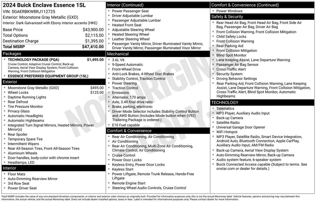 Used 2024 Buick Enclave Essence w/ Technology Package FWD image 9