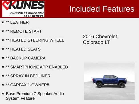 Used 2016 Chevrolet Colorado LT w/ Luxury Package, Chrome AWD/4WD image 2