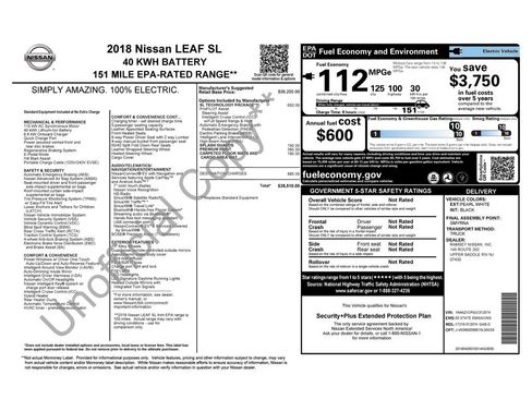 Used 2018 Nissan Leaf SL w/ SL Technology Package FWD image 1