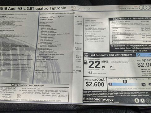 Used 2015 Audi A8 L 3.0T w/ Premium Package image 29