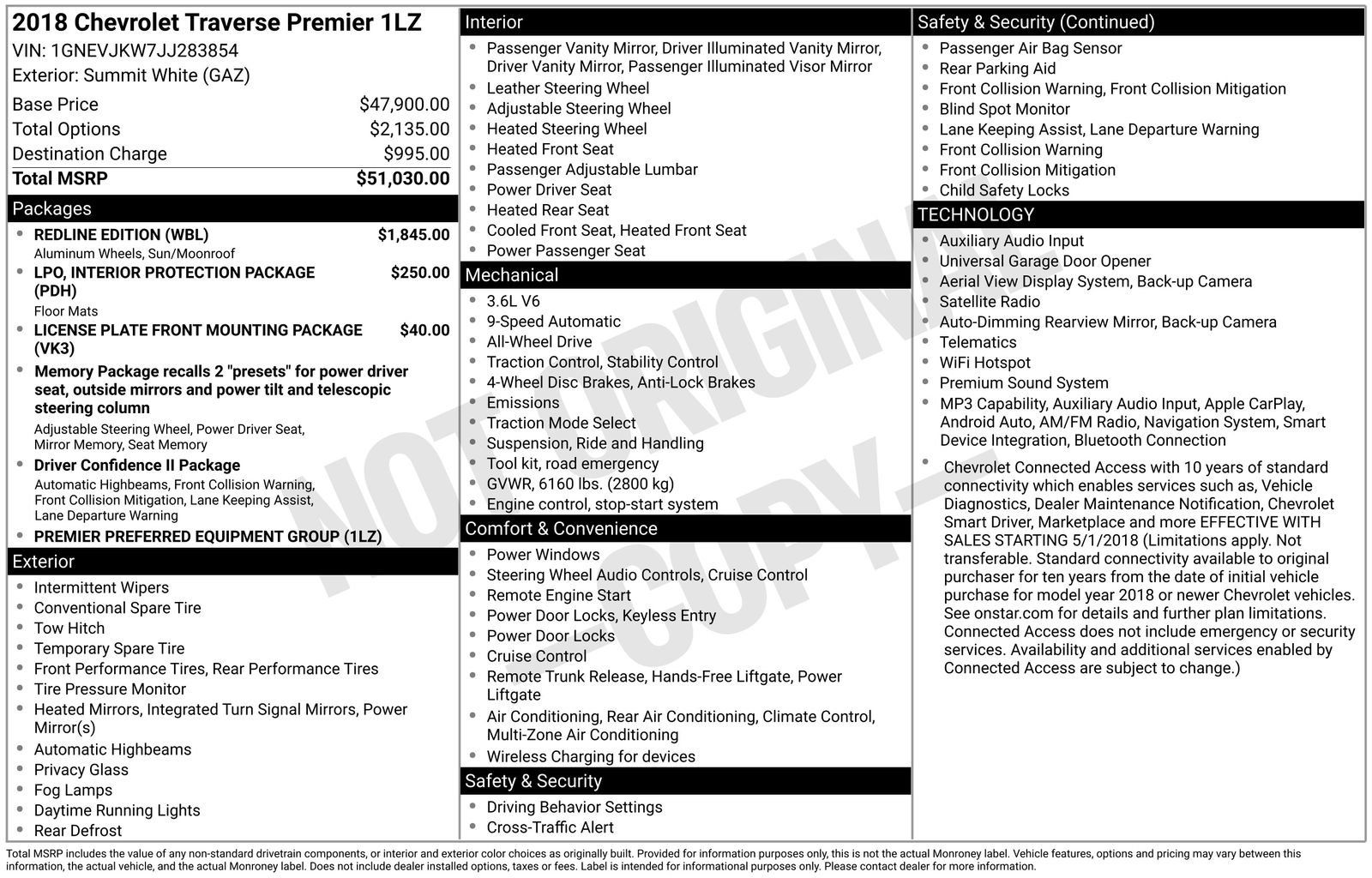 Used 2018 Chevrolet Traverse Premier w/ Redline Edition AWD/4WD image 23