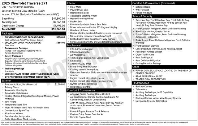 Certified 2025 Chevrolet Traverse Z71 w/ Driver Confidence Package AWD/4WD image 28