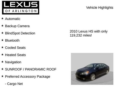 Used 2010 Lexus HS 250h Premium w/ Preferred Accessory Package FWD image 8