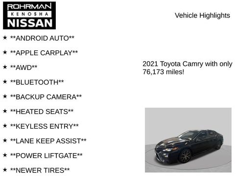 Used 2021 Toyota Camry SE w/ Cold Weather Package AWD/4WD image 7